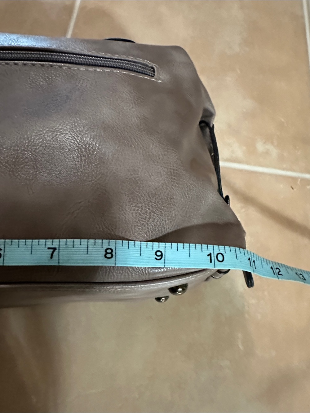 Taupe Structured Boston Satchel Handbag with Detachable Strap - Picture 12 of 14